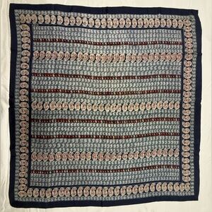 ECHO Paisley Print Square Scarf Navy Blue Chinon Silk Blend Vintage